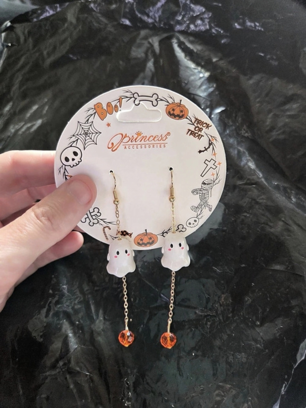 Halloween Ghost Pumpkin Drop Earrings NWT